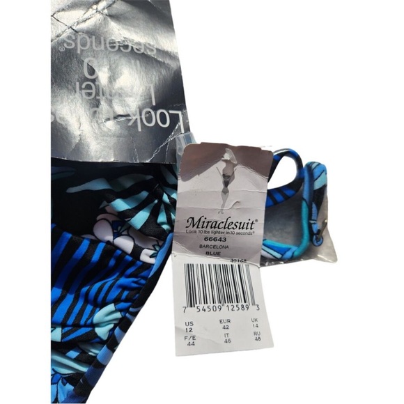 Miraclesuit blue tropical swimsuit 12 - Picture 2 of 3